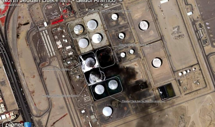 شاهد .. حجم الدمار الهائل الذي خلفه الهجوم الحوثي الأخير على منشآت أرامكو النفطية بالسعودية ( صور )